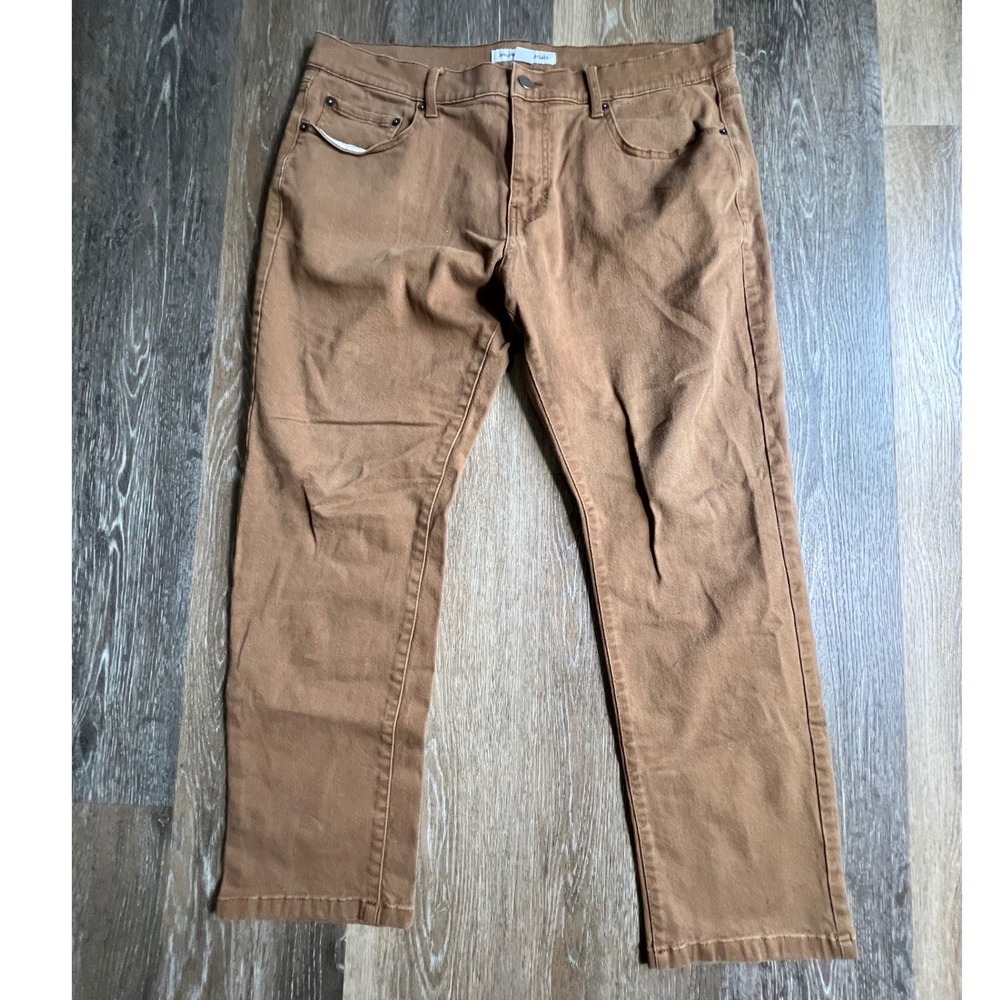 Amazon Essentials Pants Men 36x28 Brown Straight Leg 5-Pocket Casual Workwear